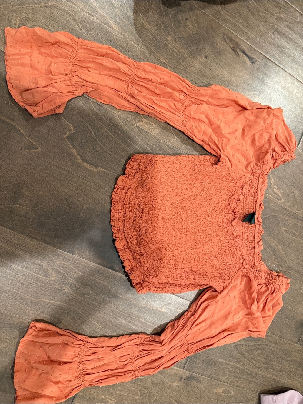 wild fable Rust Orange Smocked Off-Shoulder Blouse